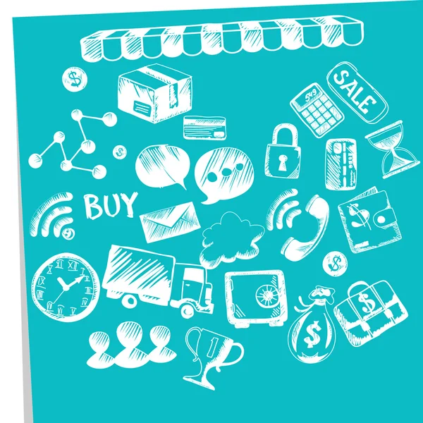 Online vásárlás, e-kereskedelem, szállítás, fizetés — Stock Vector