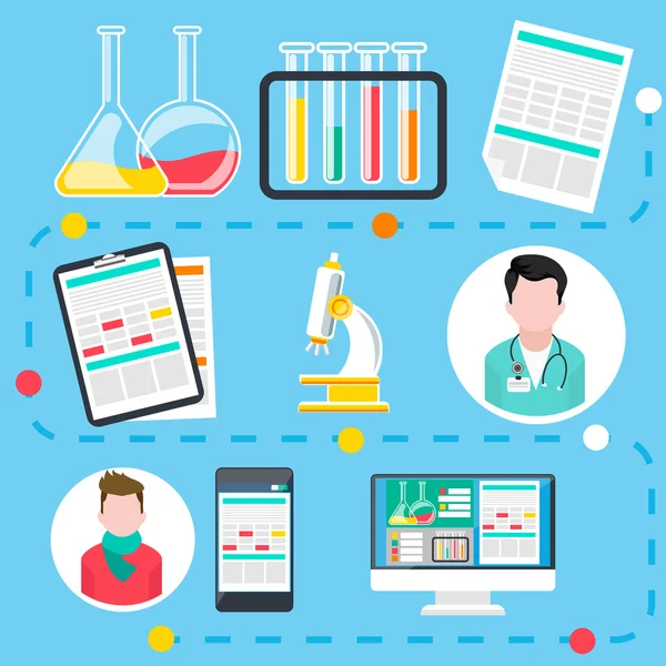 Consulta médica en línea y diagnóstico — Archivo Imágenes Vectoriales