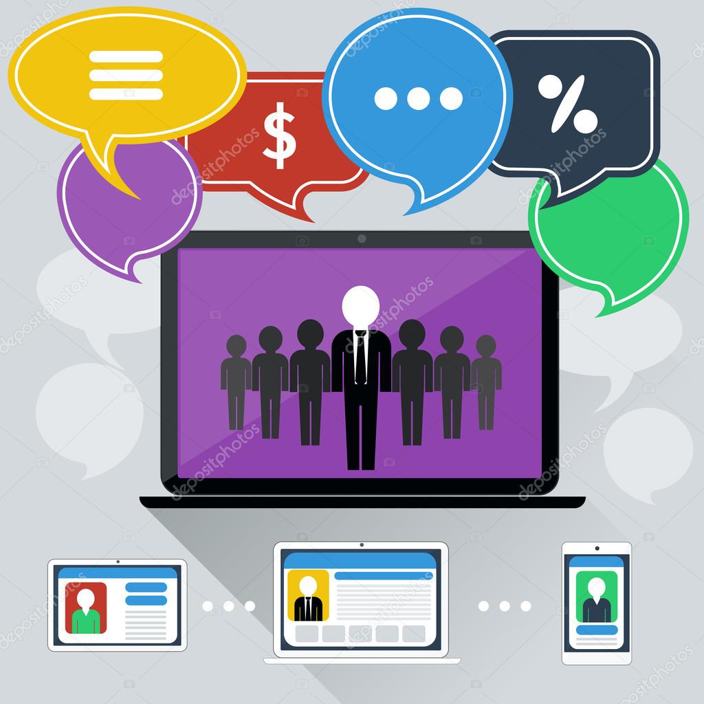 Concept of online meeting, conference, webinars