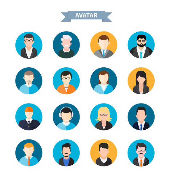 Set of stylish avatars man and woman icons