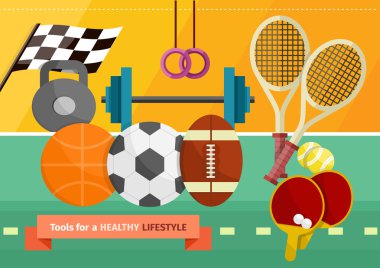 Spor ekipmanları konsepti ile spor salonu