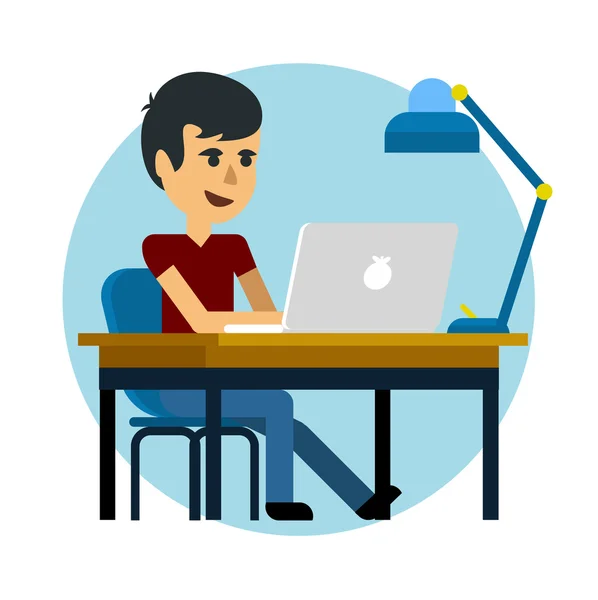 Man working with laptop — Stock Vector