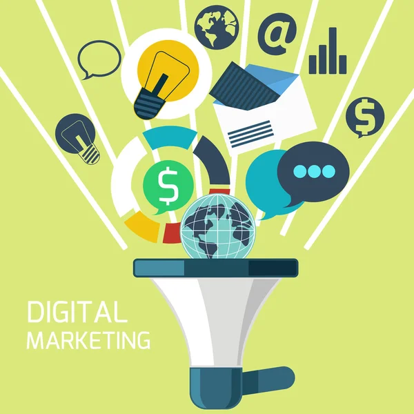 Pictogrammen voor digitale marketing — Stockvector
