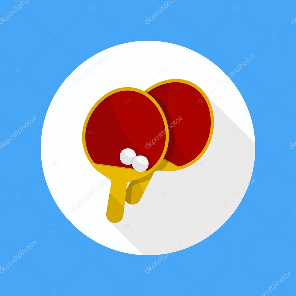 tennis table rackets and ball collection cartoon vector icon