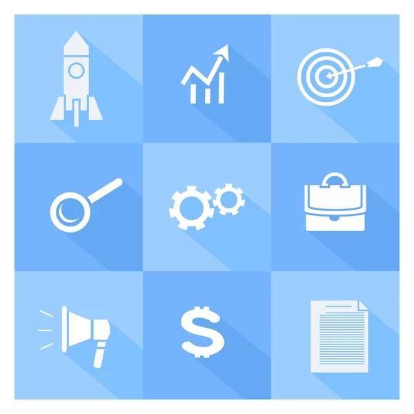 Icônes Business, SEO et médias sociaux — Image vectorielle