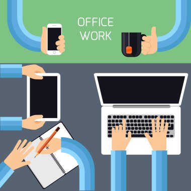 Farklı ofis faaliyetleri ile işadamları el