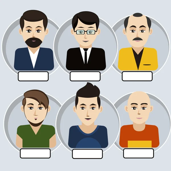 Set van stijlvolle avatars man pictogrammen — Stockvector