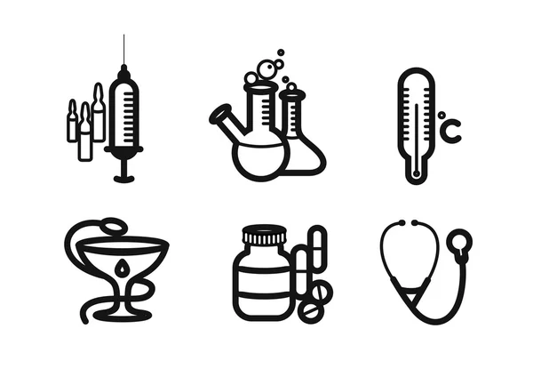 Iconos de medicina y farmacia — Vector de stock