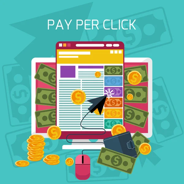 Pago por clic publicidad en Internet — Vector de stock