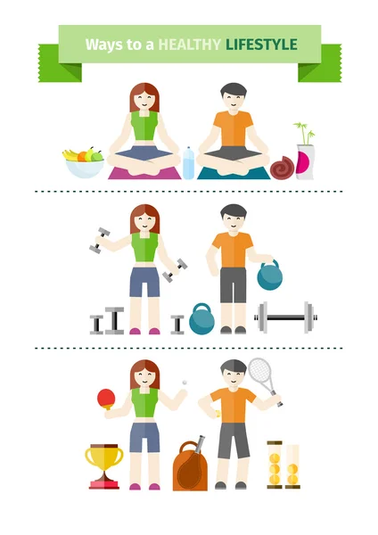 Concepto de estilo de vida saludable y bienestar — Archivo Imágenes Vectoriales