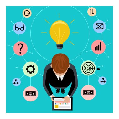 işadamı dijital tablet tutar