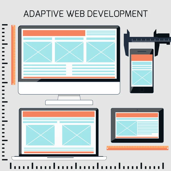 Ikon untuk pengembangan web adaptif - Stok Vektor