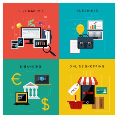 Online iş için kavramı simge kümesi