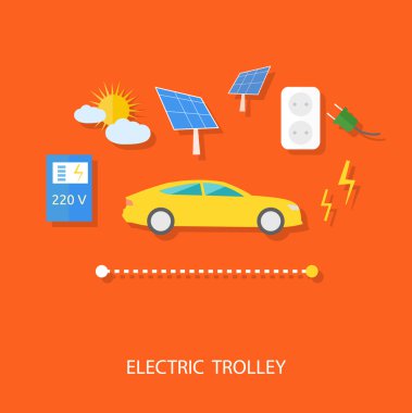 Eco concept of electric trolley and eco energy clipart