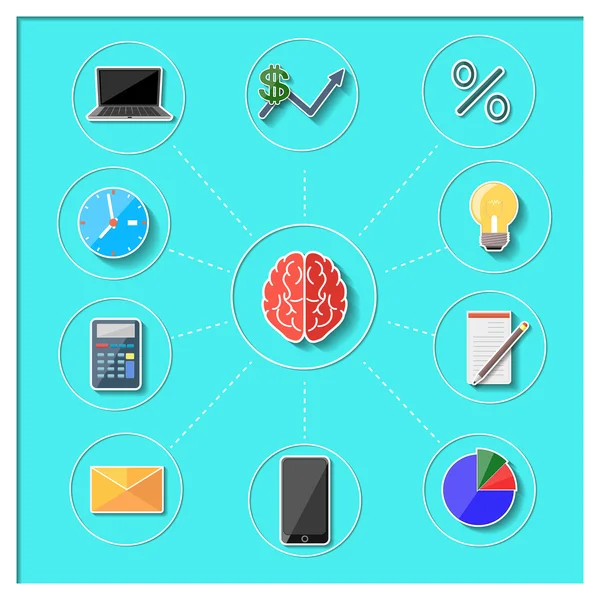 Concepto de pensamiento y actividades empresariales — Vector de stock