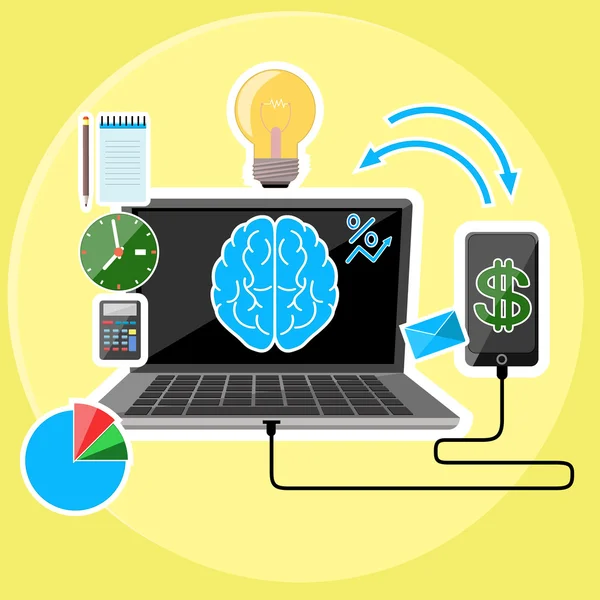 Concepto de tecnología de sincronización para negocios — Archivo Imágenes Vectoriales