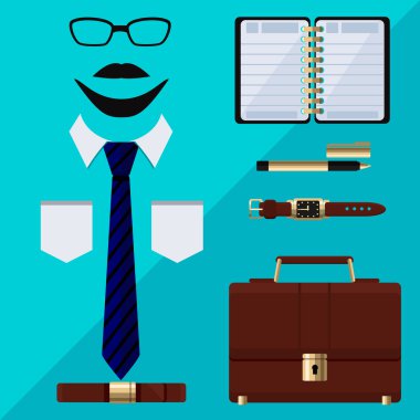 Düz iş koleksiyon elbise. İşadamı araçları