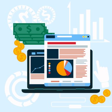 Web sitesi seo analitik grafikler pc ekranın üzerinde