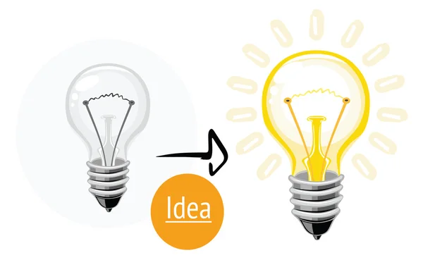 Ideenkonzept mit Glühbirne — Stockvektor