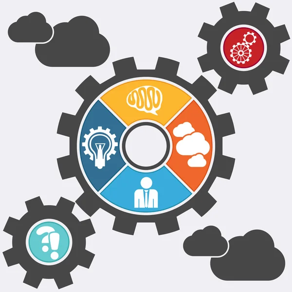 Cogwheel alimentando una gran idea con un sistema de engranajes — Archivo Imágenes Vectoriales