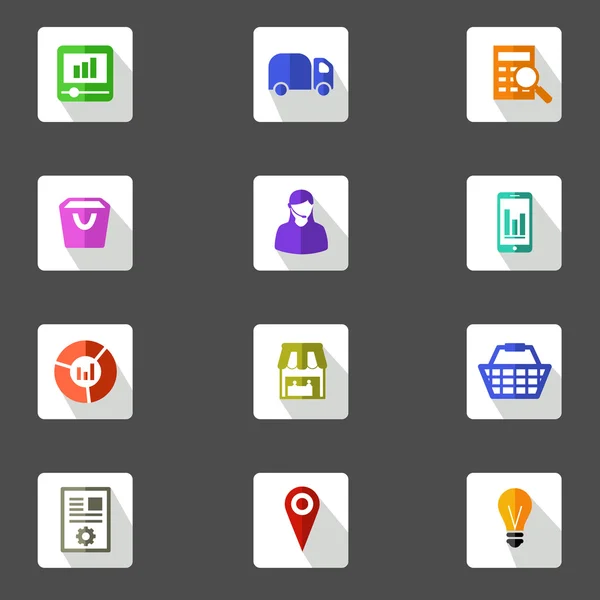 Icon set voor marketingplanning platte ontwerp pictogrammen — Stockvector