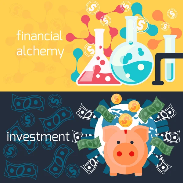Concept mondial d'investissement et d'alchimie financière — Image vectorielle