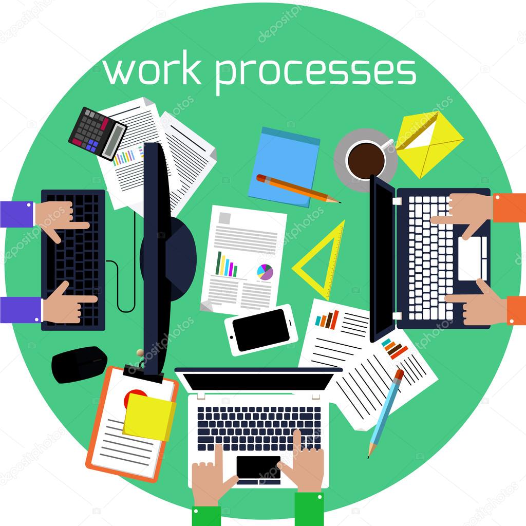 Working process of business team concept
