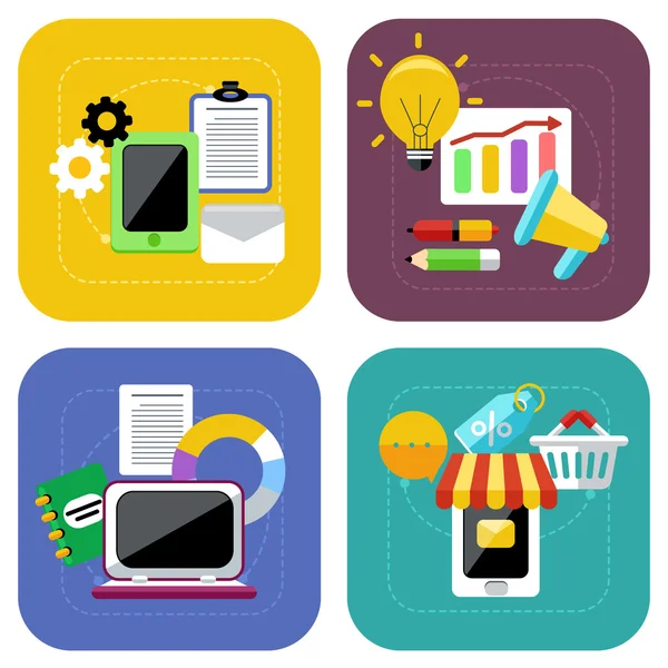 Icon Set für E-Commerce und digitales Marketing — Stockvektor