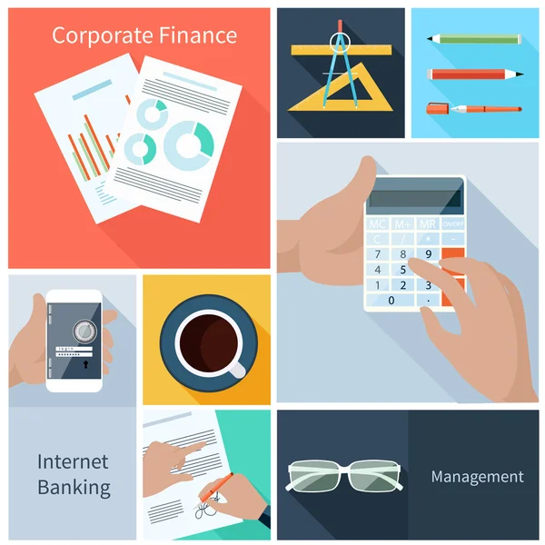 Corporate Finance, Web Banking, Managementkonzept — Stockvektor