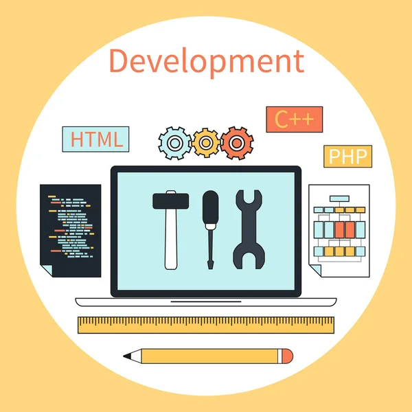 Web ontwikkelingsconcept instrumenten — Stockvector