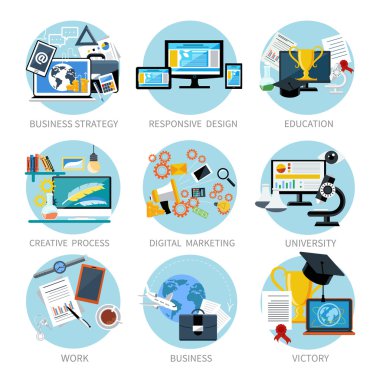 İş için afişler Icons set