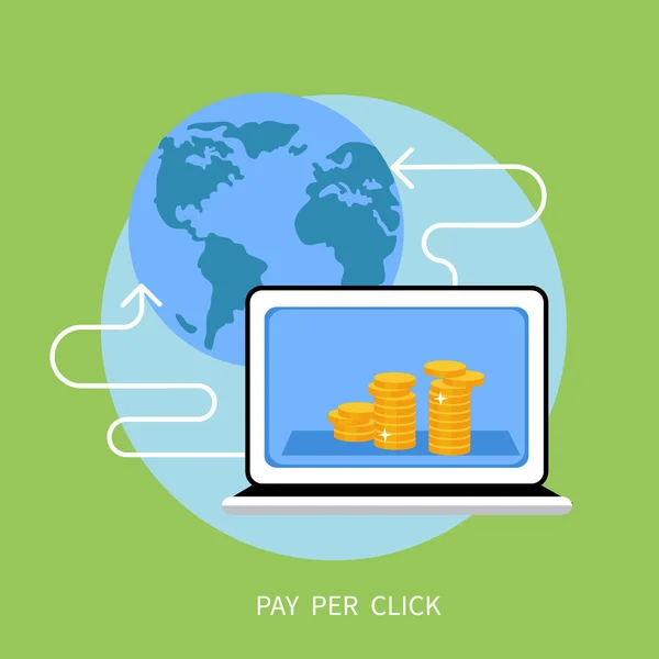 Pay per click internet advertising model — Stock Vector