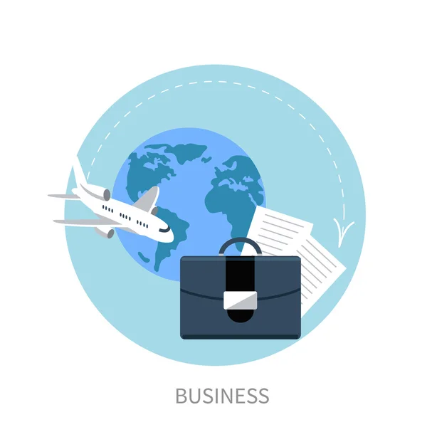 Viajes internacionales de negocios en avión — Vector de stock