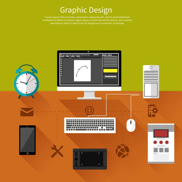 Design gráfico e conceito de ferramentas de designer — Vetor de Stock