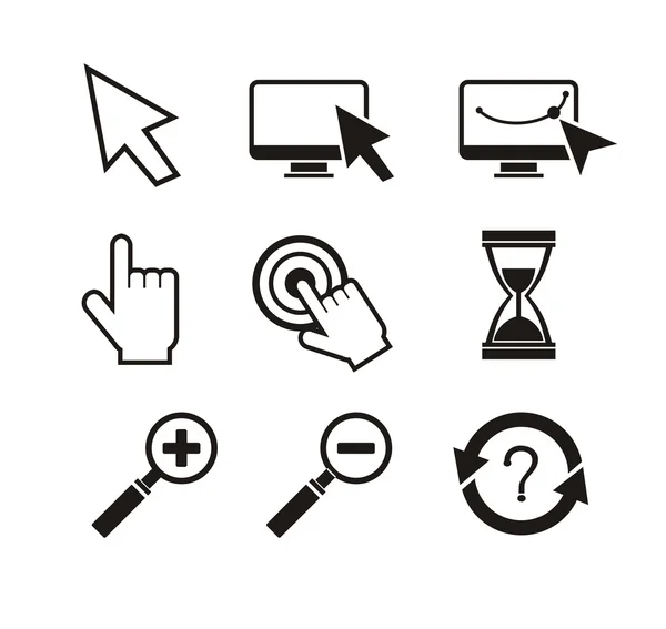 Set of mouse cursors hand cursor hourglass — Stock Vector