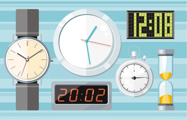 Set di icone di orologi colorati — Vettoriale Stock