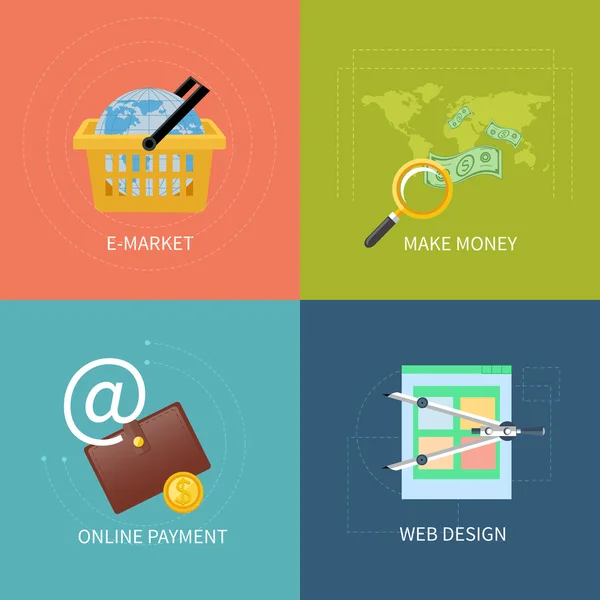 Internet business e concetto di pagamento icone — Vettoriale Stock