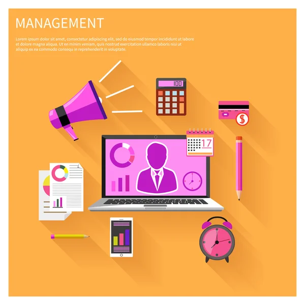 Obiekty zarządzania, biznesu i elementy pakietu office — Wektor stockowy