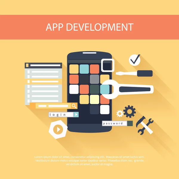 App development instruments concept — Stock Vector