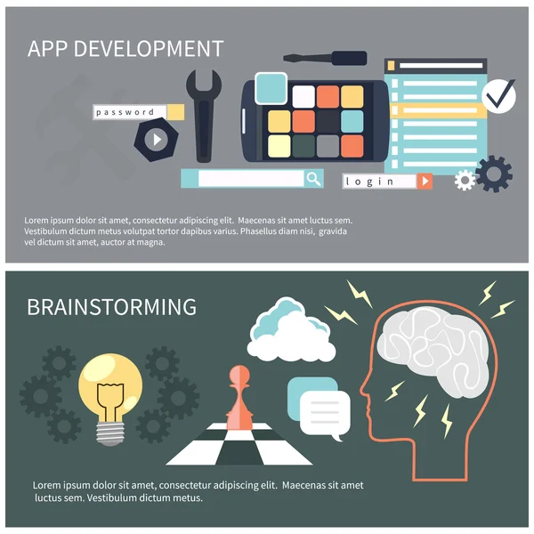 Développement d'applications et brainstorming — Image vectorielle