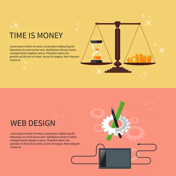 Time is money and web design — Stock Vector