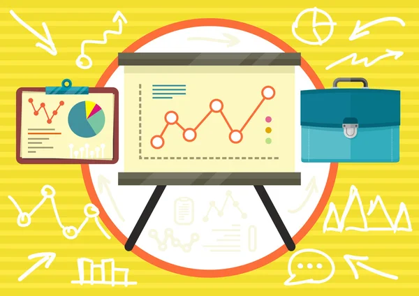 Stand with charts and parameters — Stock Vector