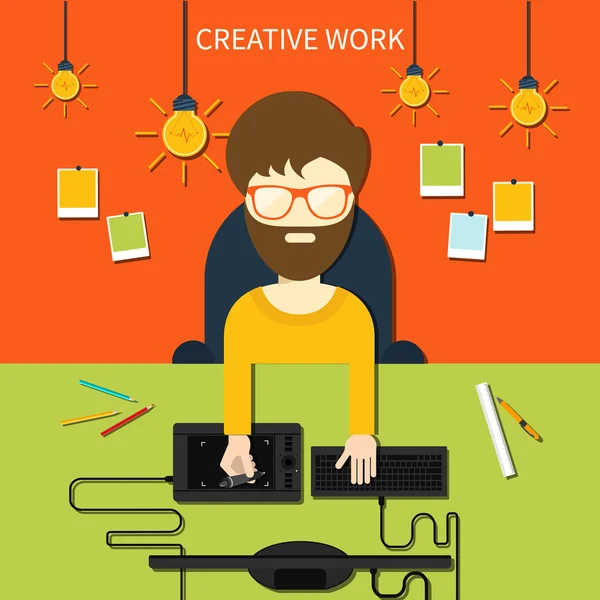 Δημιουργική εργασία και εργαλεία σχεδιαστής έννοια — Διανυσματικό Αρχείο