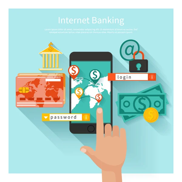 Services bancaires par Internet et le concept de dépôt de sécurité — Image vectorielle