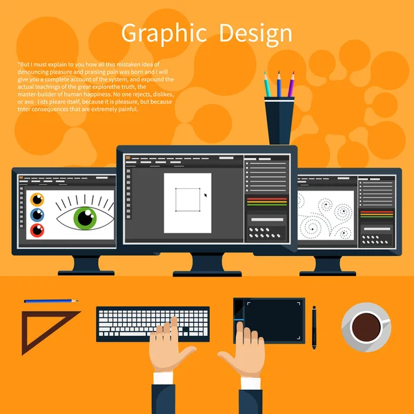 Концепция графического дизайна и дизайнерских инструментов — стоковый вектор