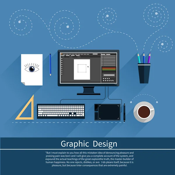 Design gráfico e conceito de ferramentas de designer —  Vetores de Stock