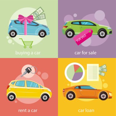 Buying car, rent and loan clipart