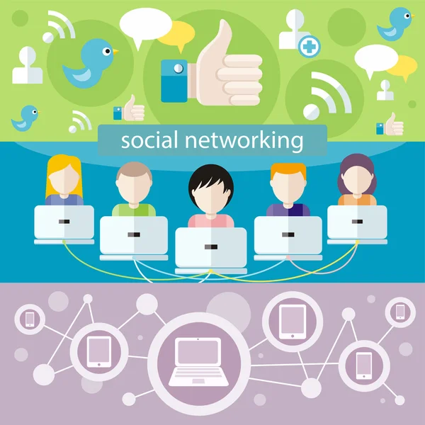 Έννοια σύνδεσης δικτύου μέσων κοινωνικής δικτύωσης — Διανυσματικό Αρχείο
