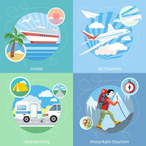 Montaña, crucero, turismo aéreo — Vector de stock