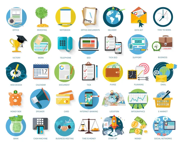 Set of business icons — Stock Vector